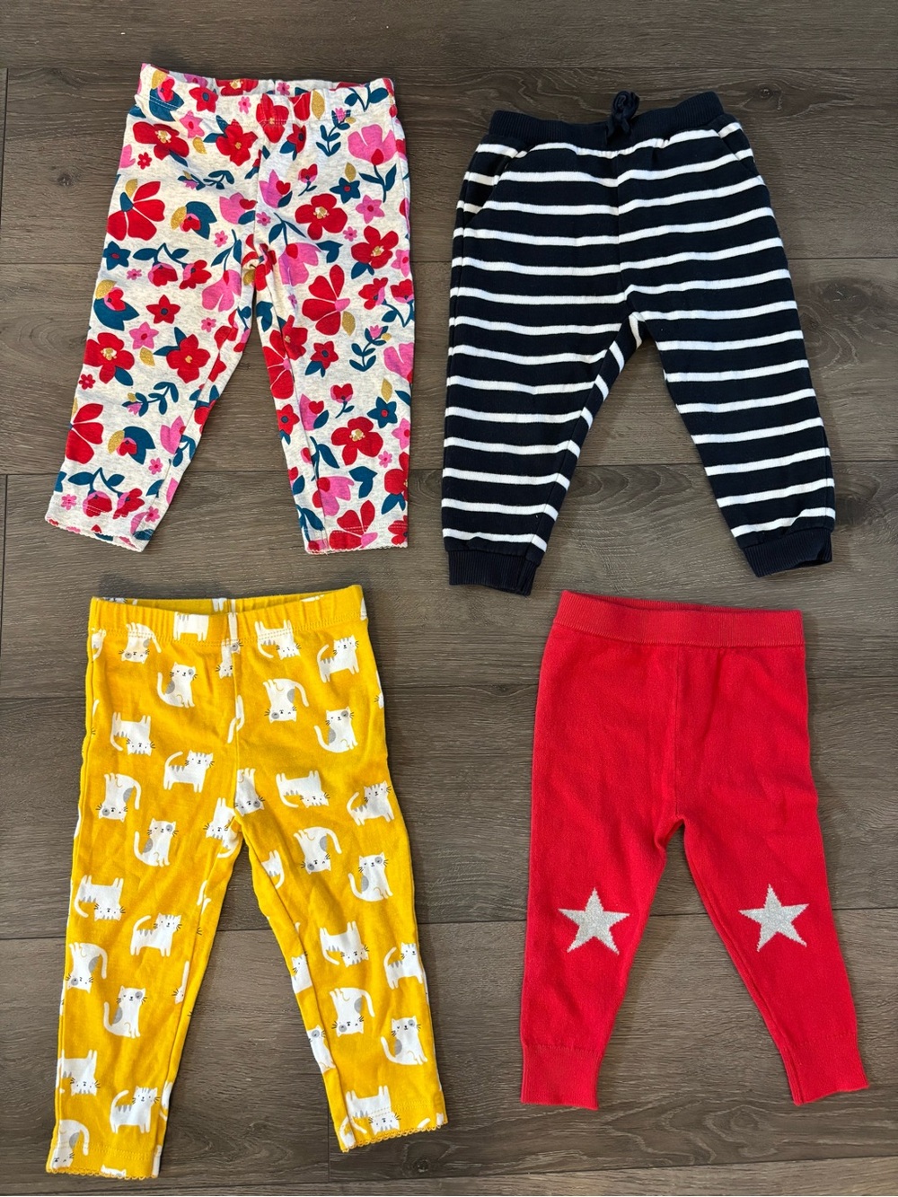 Floral Pink Multi, Navy Stripe, Yellow & Red Leggings Set